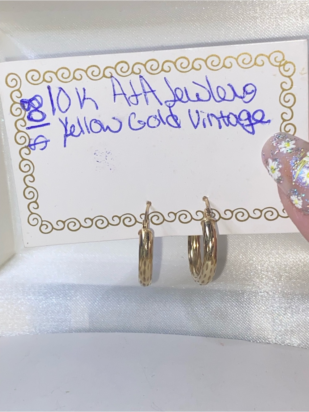 10K Yellow Gold Textured Hoop Earrings - Women's Classic Hoops